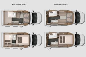 Knaus Tourer Van 500 MQ en 500 LT indelingen